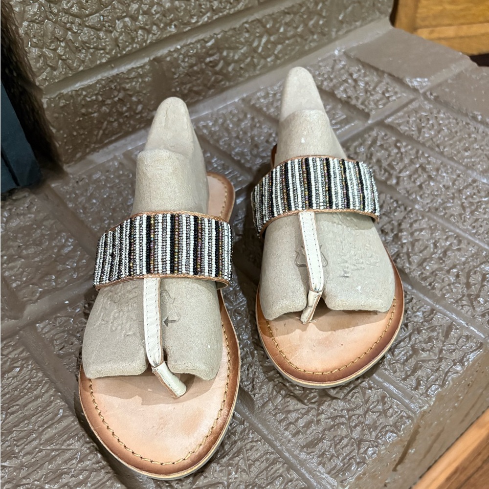 J. Jill Striped Beaded Tan Women's Sandals